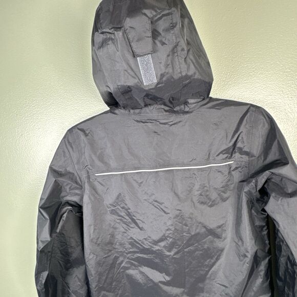 Columbia Youth M Black Omni Tech Jacket Hood Full Zip Lined Pockets Windbreaker - Picture 3 of 12
